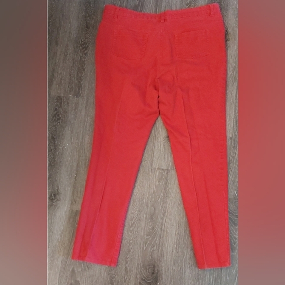 Ashley Stewart Size 16 Flat Front Red Straight Leg Denim Jeans Casual Preppy - Picture 6 of 8